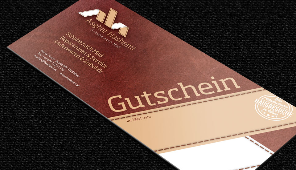 Gutschein für Maßschuhe, Einzelmodelle, Lederwaren oder Reparaturen, Asghar Hashemi, 1220 Seestadt
